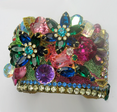 Jeweled Flower Garden Wristy Cuff Bracelet, Fashion Jewelry Design by Wendy Gell
