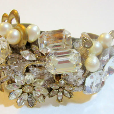 Ice Flowers bridal wristy cuff bracelet by renowned Fashion Jewelry Designer Wendy Gell