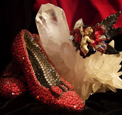 Jeweled Ruby Slippers, collectible art inspired by the Wizard of OZ by Wendy Gell