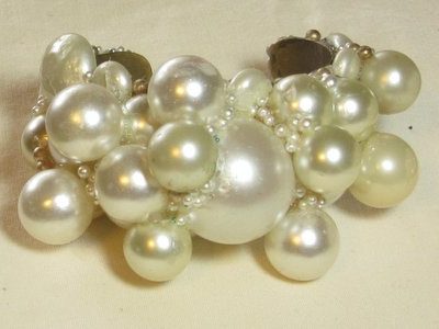 Bubble Bath Pearls Bridal Wristy by Wendy Gell