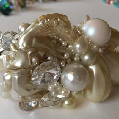 Pearl Horse Wristy with White Swarovski gems by Wendy Gell.