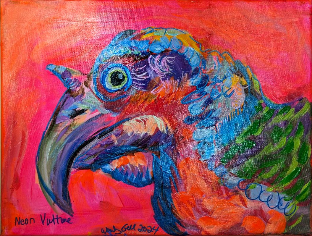 Neon Vulture, 2024 painting by Wendy Gell