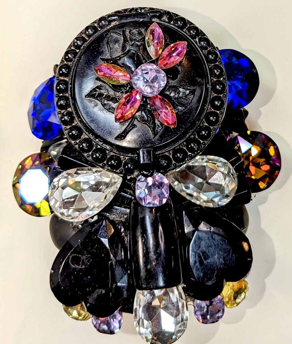 Black and Jeweled Wristy with Hidden Mirror by Wendy Gell, 2024