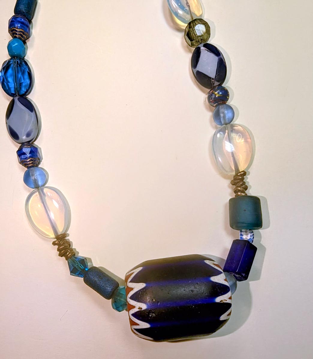 Blue Chevron Necklace by Wendy Gell, 2024 - pendant detail